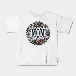 Mom Floral Wreath Vintage Kids T-Shirt